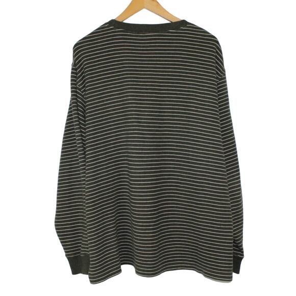 LL Bean Striped Sweater Mens XL Green White Long Sleeve Pullover Y2K Style - Picture 2 of 3